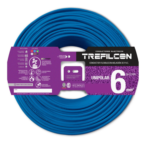 Imagen 1 de 1 de Cable Electrico Unipolar Normalizado 1x6mm Trefilcon X 100 Metros