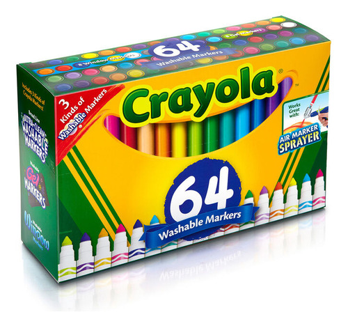 Caja X 64 Marcadores  Crayola  Lavables 3 Tipos Diferentes