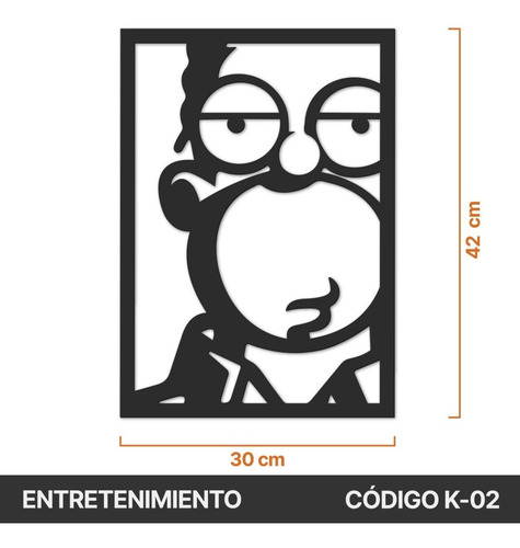 Imagen 2 de 5 de Cuadro Homero Simpson - Calado En Fibrofacil Negro