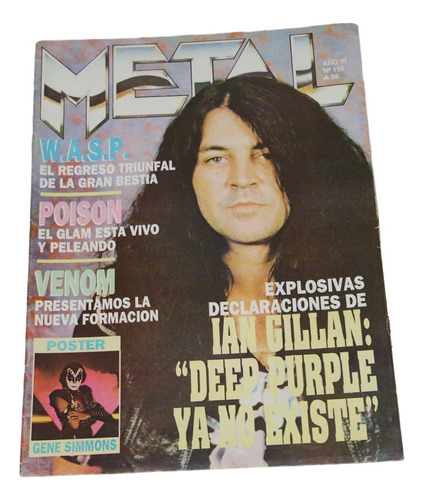 Revista Metal Nº 115 Deep Purple Poster Gene Simmons W.a.s.p