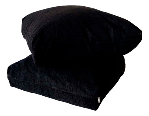 Almohadones De Sillones Chenille 50x50x10 4 Unidades Color Negro Diseño De La Tela Liso