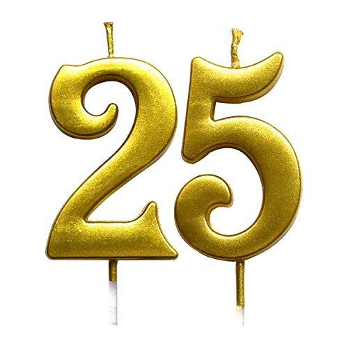 Vela Numeral Dorada De 25 25º Cumpleaños, Vela De Nú...