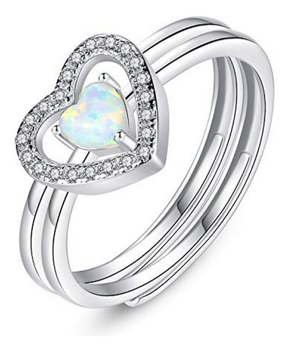 Anillos De Promesa - Created Opal Ring Set 925 Sterling Silv