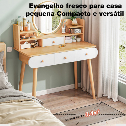 Penteadeira Ideal Mesa Para Salão De Maquiagem Yesop Com E Luz Led Ajustável Y 4 Gavetas