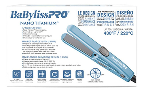 Miniplancha Alisadora Babylisspro Nano Titanium De 0,5 Pulga