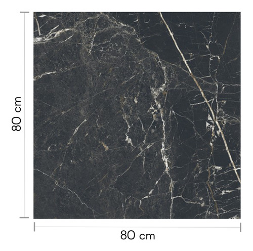 Porcelanato Akros Black Alberdi 80x80 Simil Marmol Negro