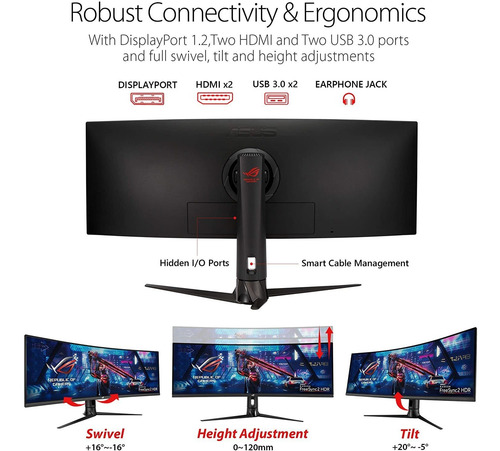 Monitor Gamer Curvo Asus Rog Strix Xg43vq Ultrawide 120hz
