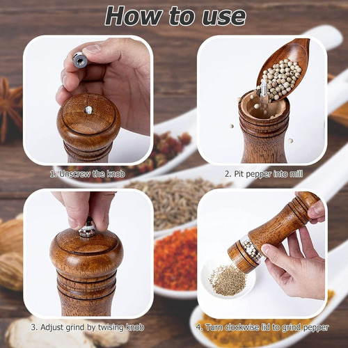 Para Juego De 2 Molinos De Pimienta De Madera De Sal Y Y