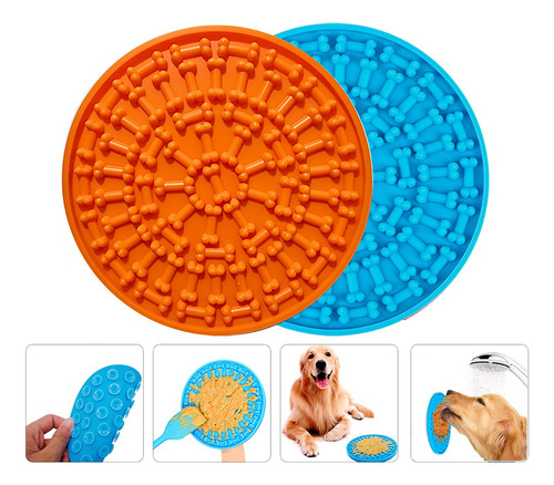 Tapete Anti Estres Ansiedad Lickmat Lamer Snack Perro Gato S Color Naranja