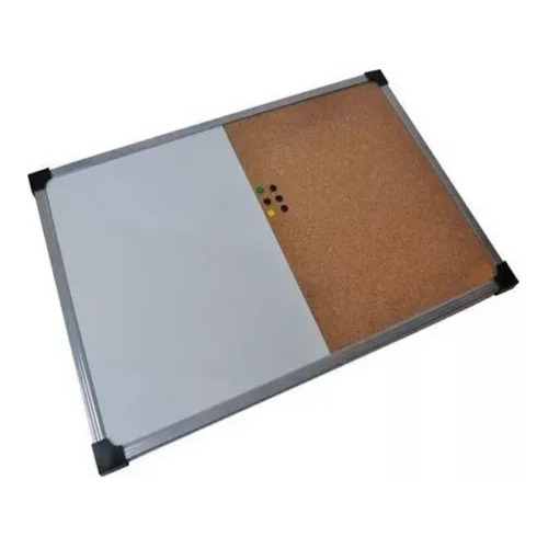 Imagen 3 de 4 de Pizarra Combinada Corcho Blanca 80x120 Borde Metal Envio