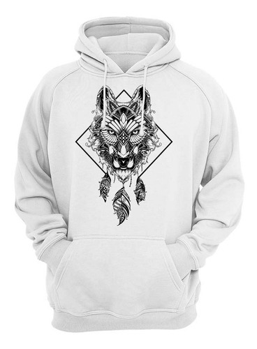 Sudadera Lobo Atrapasueños Negro Zentangle