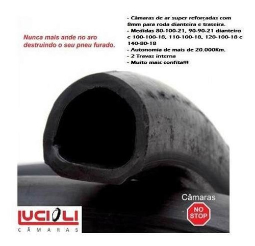 Imagem 1 de 3 de Camara Ar No Stop 110/100-18 Reforcada 8mm Com Trava Trilha