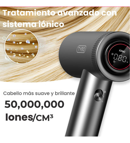 Secadora De Cabello Con Difusor Para Cabello Tymo Airhype Profesional Pel Color Gris oscuro