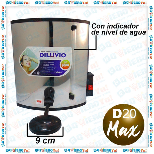 Imagen 4 de 10 de Ducha Calefon Eléctrico D20 Max Acero Inoxid. 20 Lts Diluvio