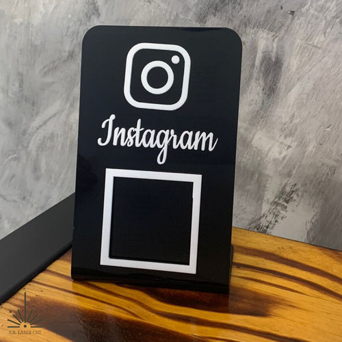 Placa Qr Code Display P/ Divulga Instagram Preto Com Branco