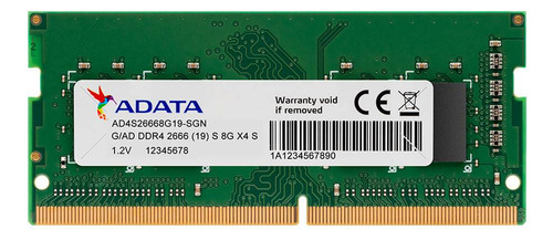 Memoria Ram Adata Premier Ddr4, 2666mhz, 8gb Cl19, So-dimm