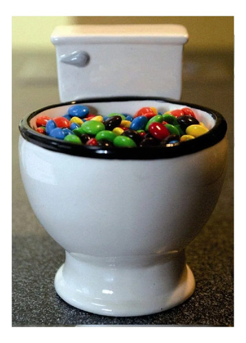 Taza Bowl De Cerámica En Forma De Wc Inodoro Color Blanco