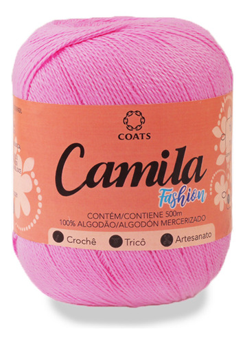 Linha Camila Fashion - 100% Algodão - Crochê Tricô 150g 500m Cor 00062 - Rosa