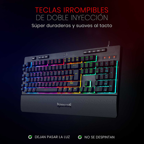 Teclado Gamer Redragon Shiva K512 Rgb, Español La, Negro