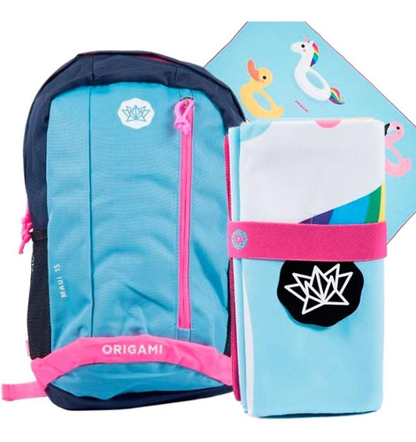 Mochila Urbana Origami 15 Litros + Toallon Dibujos 1,60 X 80