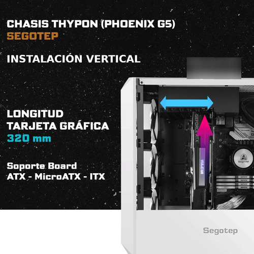 Chasis Gabinete Gamer Phoenix G5 Segotep Atx Pc Blanco