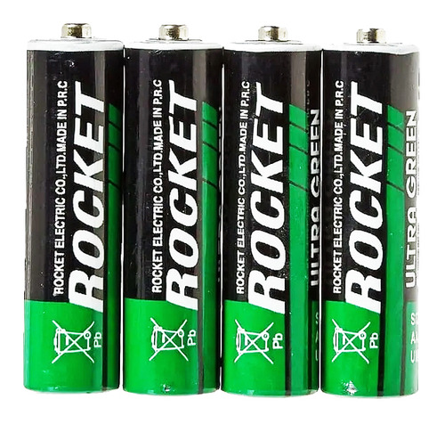 Pilas Baterias Rocket Aaa Tamaño 1.5 Voltios Verde Paquete De 24 Baterias Extra Duración Carbón R6