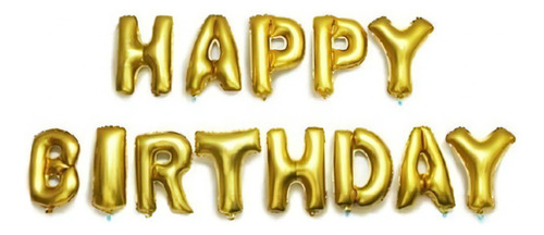 Balão Metalizado Happy Birthday Feliz Aniversário 40cm Letra