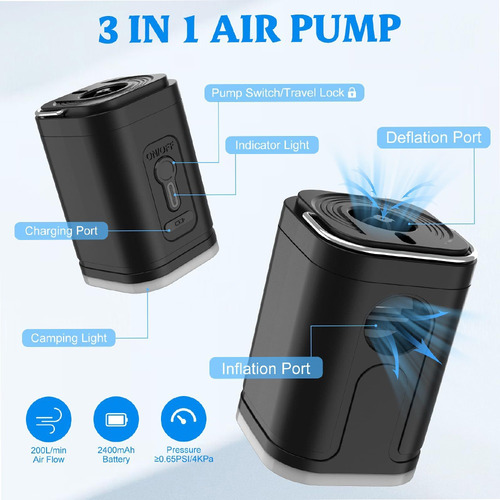 V Compresor Eléctrico, Inflador/desinflador Con Luz
