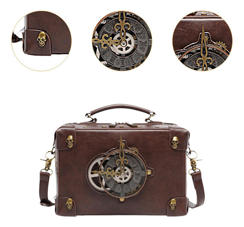 Bolso Bandolera Steampunk Con Correa Ajustable Desmontable
