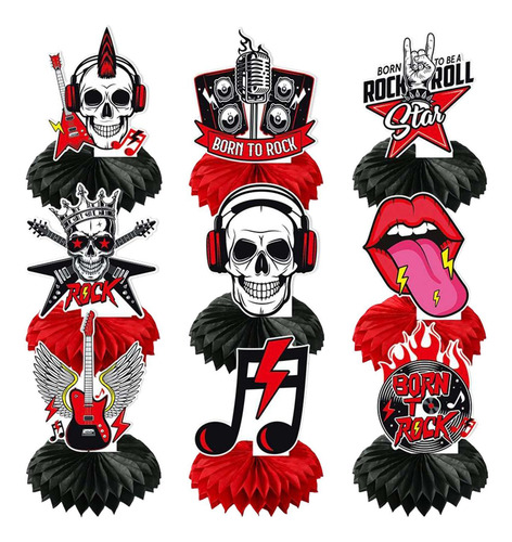 Decoraciones De Rock And Roll Party Rock Centros De Mesa 3d
