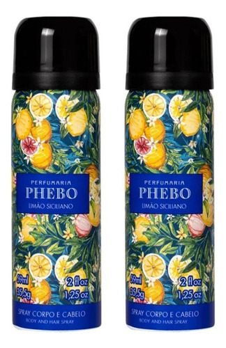 2 Sprays Para Corpo E Cabelo Limão Siciliano 59ml/cada Phebo