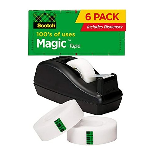 Magic Tape, 6 Rolls With Dispenser, Numerous Applicatio...