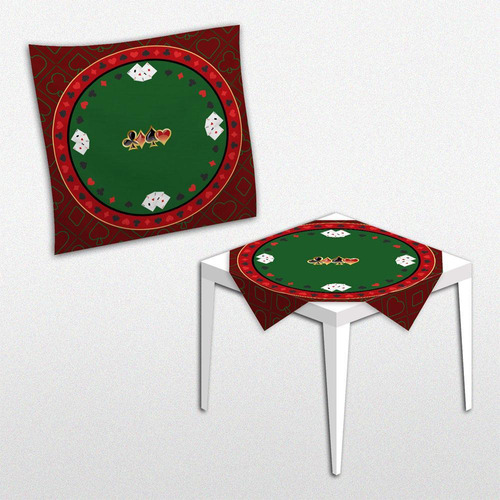 Toalha Forro De Mesa Festa Poker Baralho Tecido Oxford 80cm