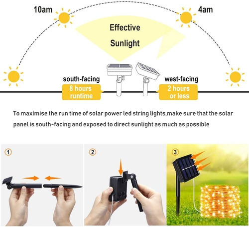 Guirnalda Luces Solares Exterior Para Decoración 32m 300led