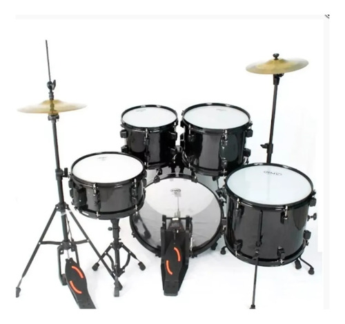 Bateria Rmv Rock Preta Bumbo 18'' Com Pratos (sem Banco)