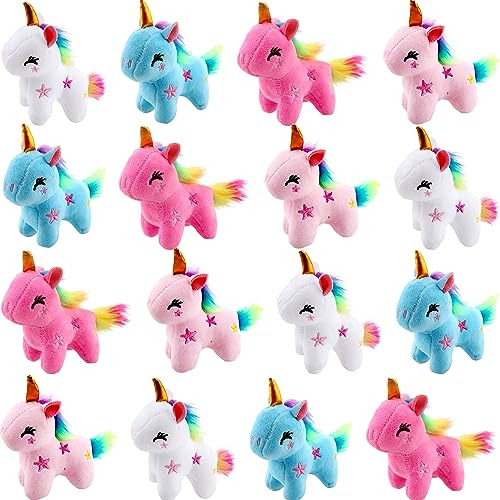 16 Pack Mini Juguetes De Unicornio De Peluche, Pequeño...