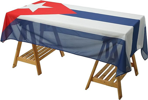 Mantel Rectangular Con Bandera Cubana Resistente La Lavable