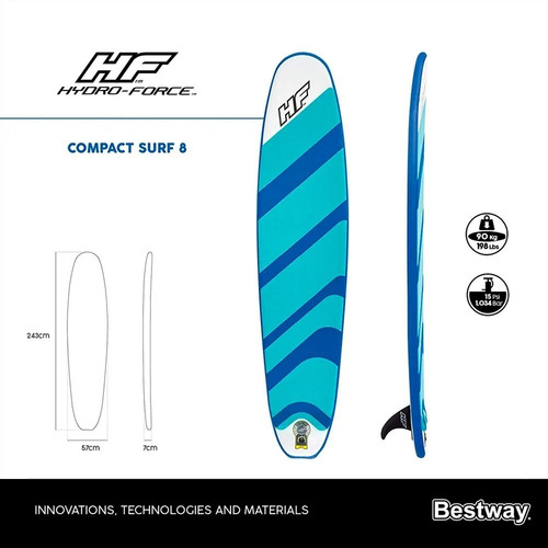 Imagen 4 de 9 de Tabla De Surf Bestway Inflable Con Correa + Inflador + Bolso