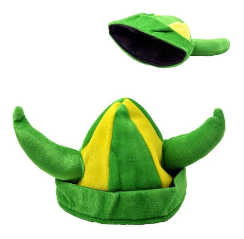 Chapéu De Viking Infantil Listrado Do Brasil Verde E Amarelo