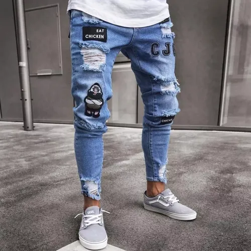 Pantalones bordados para hombres cheap
