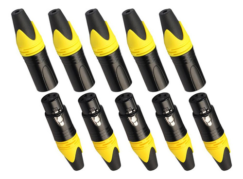 2 X 5 Pares Conector Xlr , Macho Y Hembra Amarillo