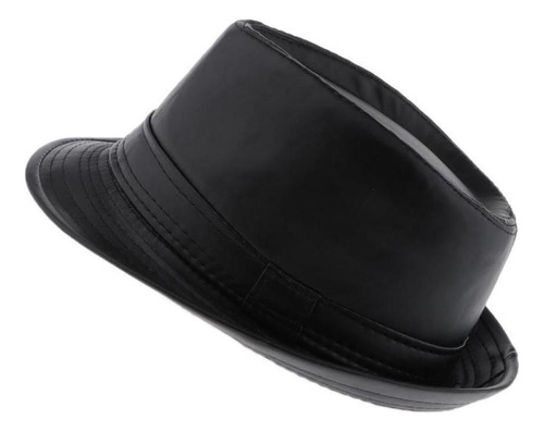 Sombrero De Copa De Cuero Pu Gorro De Jazz Clásico Unisex