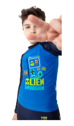 Conjunto Camiseta E Sunga Menino Fps 50 Alien - Puket