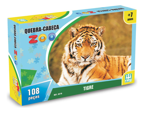 Jogo Quebra Cabeça Zoo Tigre 108 Peças Nig