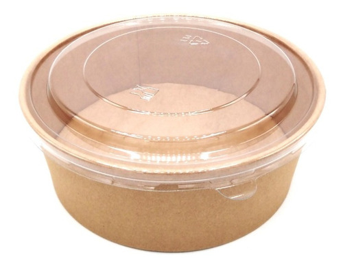 Envase Desechable Bowl Kraft 1300cc Con Tapa X 100 Unidades