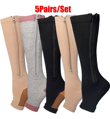 Calcetines Para Venas Varicosas Con Cierre, 5 Pares