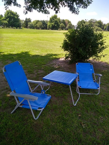 Combo 2 Sillones De Hierro Lona Microperf. ( Bajo) + Mesita