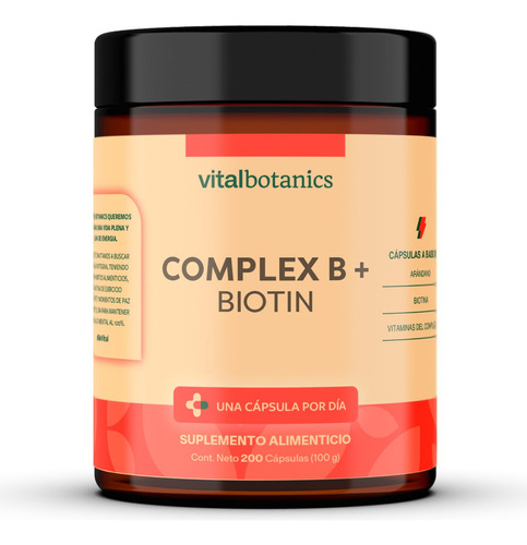 Complejo B Vitaminas B1 B2 B3 B5 B12 200 Caps Vitalbotanics