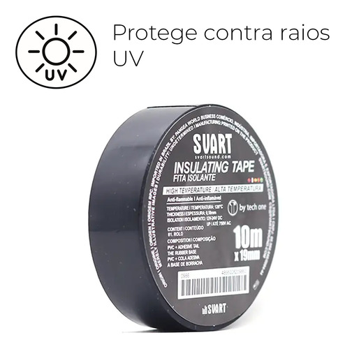Kit 50 Fitas Isolantes Alta Temperatura 10mx19mm Norma Rohs