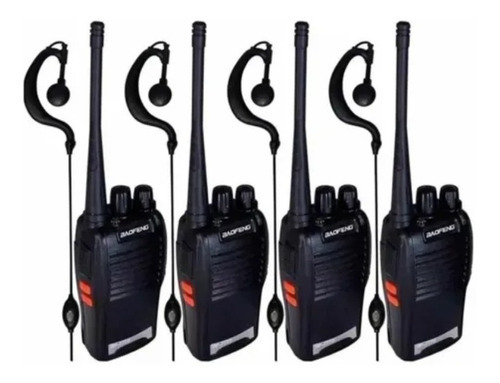 Kit 4 Radio Walk Talk Comunicador 16 Ch 12km Baofeng 777s Bandas De Freqüência Vhf/uhf Cor Preto